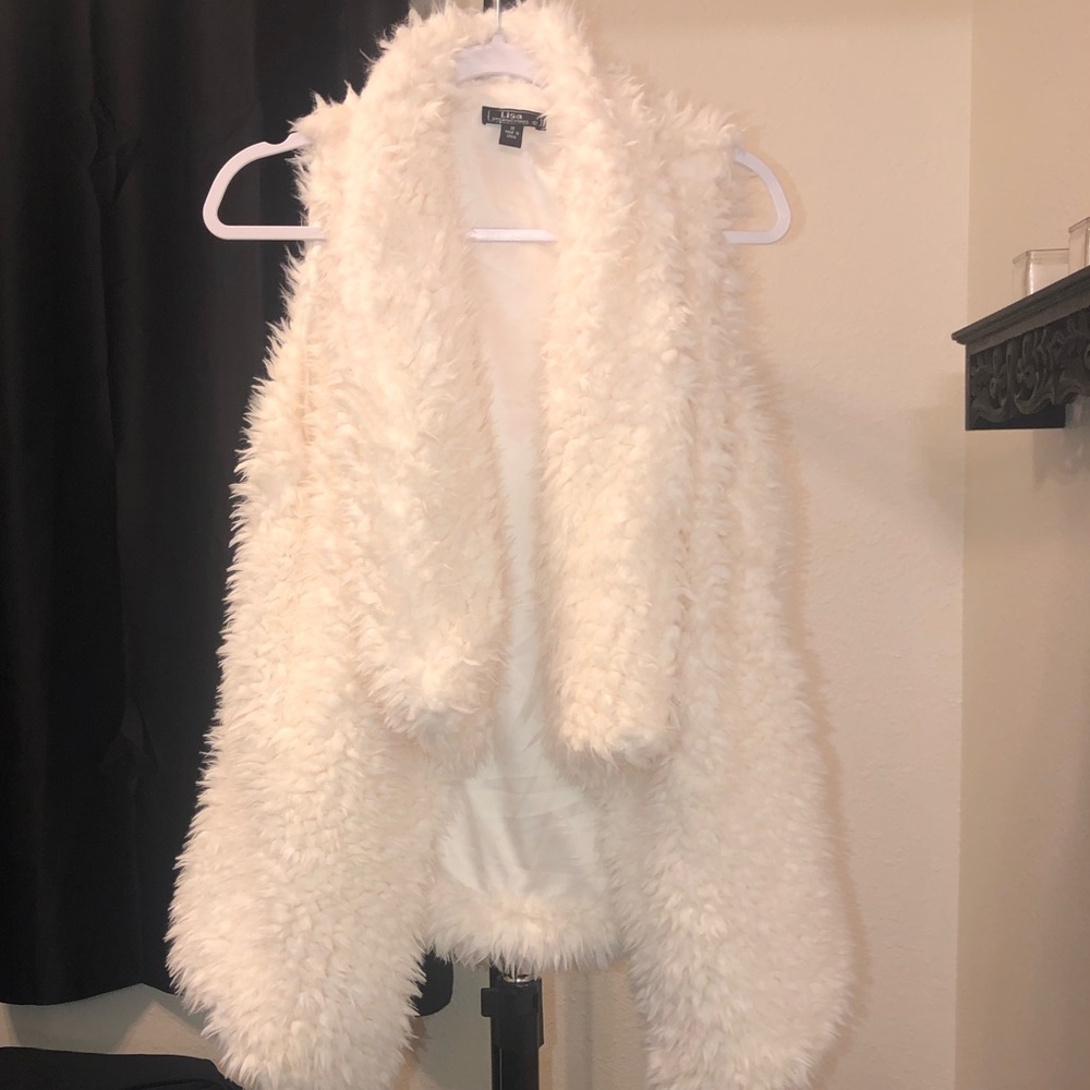 Fluffy White Fur Vest